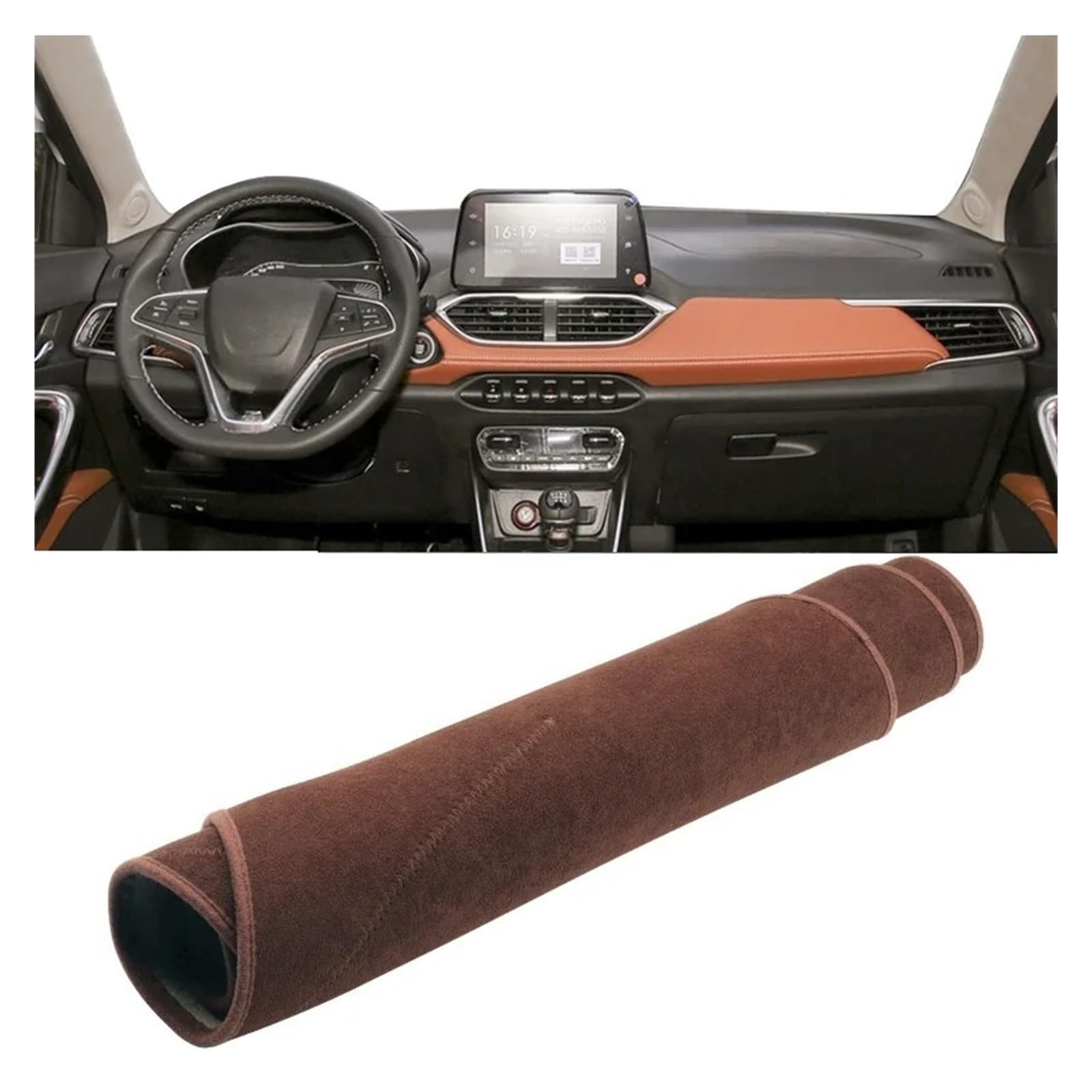 Armaturenbrett-Abdeckungen Für Chevrolet Für Groove 2021 2022 2023 Auto Dashboard Abdeckung Instrument Schreibtisch Sonnenschutz Matte Non-Slip Pad Zubehör Armaturenbrettbezug(B Brown LHD) von UMDJJU