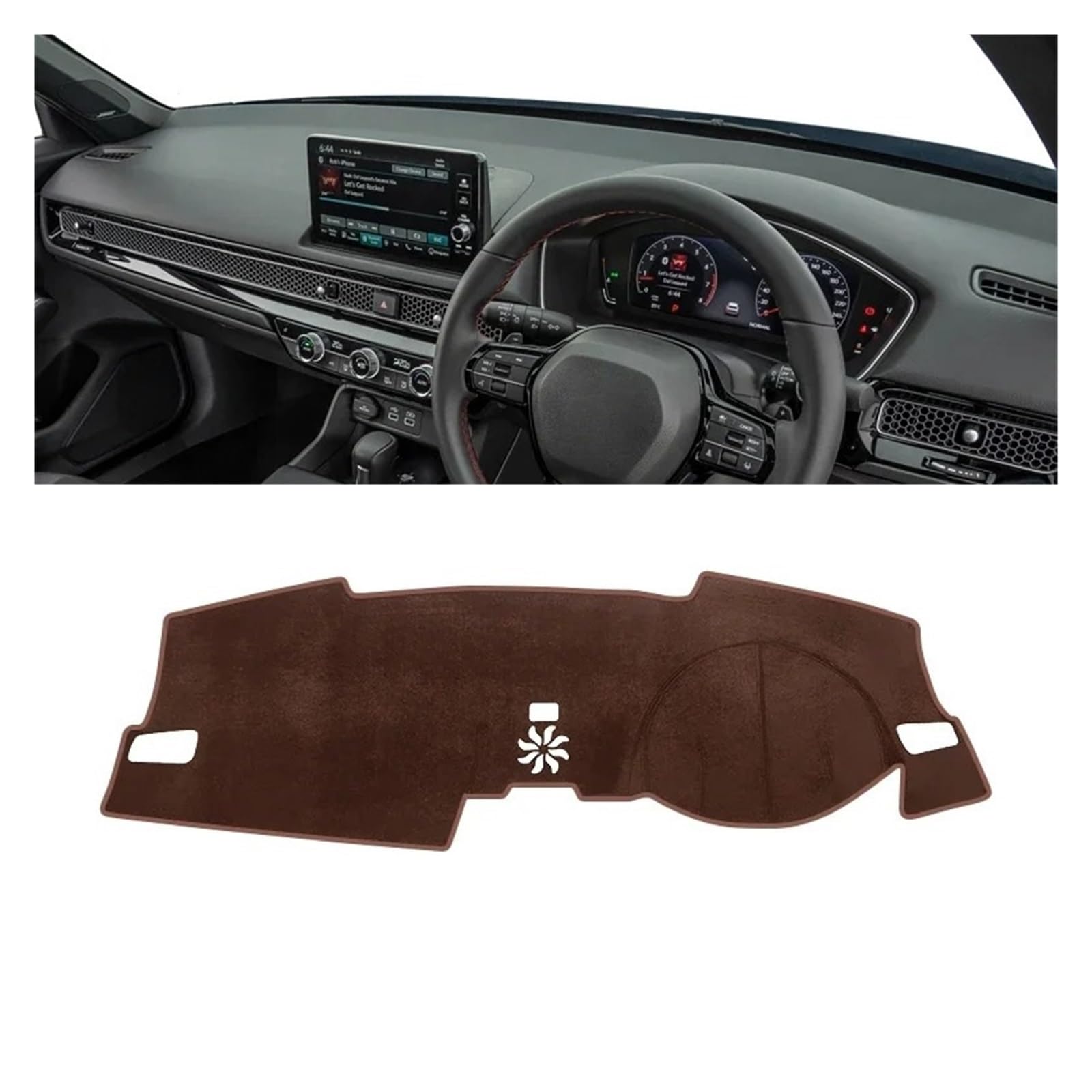 Armaturenbrett-Abdeckungen Für Civic 11th Gen 2021 2022 2023 2024 Auto Dashboard Abdeckung Dash Matte Sonnenschutz Nicht-Slip Pad Innen Zubehör Armaturenbrettbezug(RHD Brown) von UMDJJU