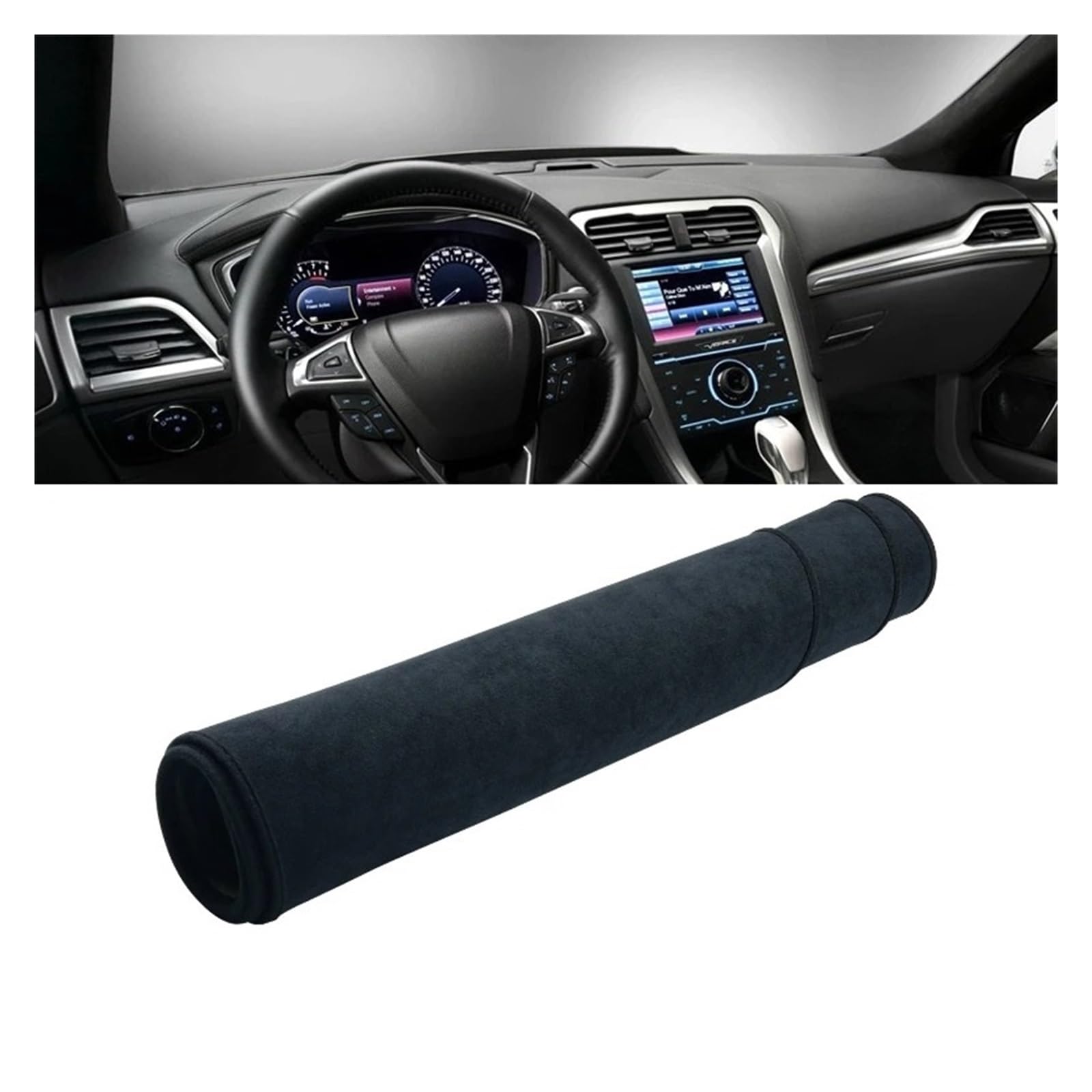 Armaturenbrett-Abdeckungen Für Ford Für Mondeo 5 MK5 Für Fusion 2013 2014 2015 2016 2017 2018 2019 Auto Dashboard Abdeckung Dash Matte Sonnenschutz Nicht-Slip Pad Armaturenbrettbezug(B Black) von UMDJJU