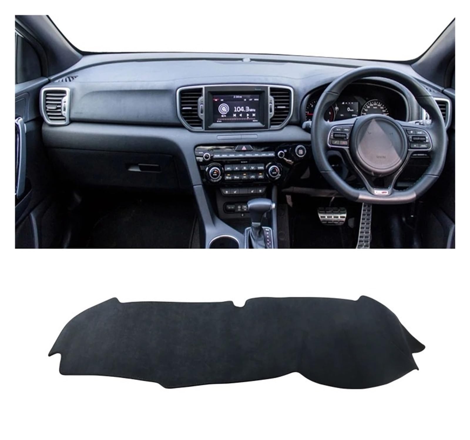 Armaturenbrett-Abdeckungen Für Kia Für Sportage 4 QL 2016-2021 Auto Dashboard Abdeckung Sonnenschutz Vermeiden Licht Matten Non-Slip Pad Zubehör Armaturenbrettbezug(B Black RHD) von UMDJJU