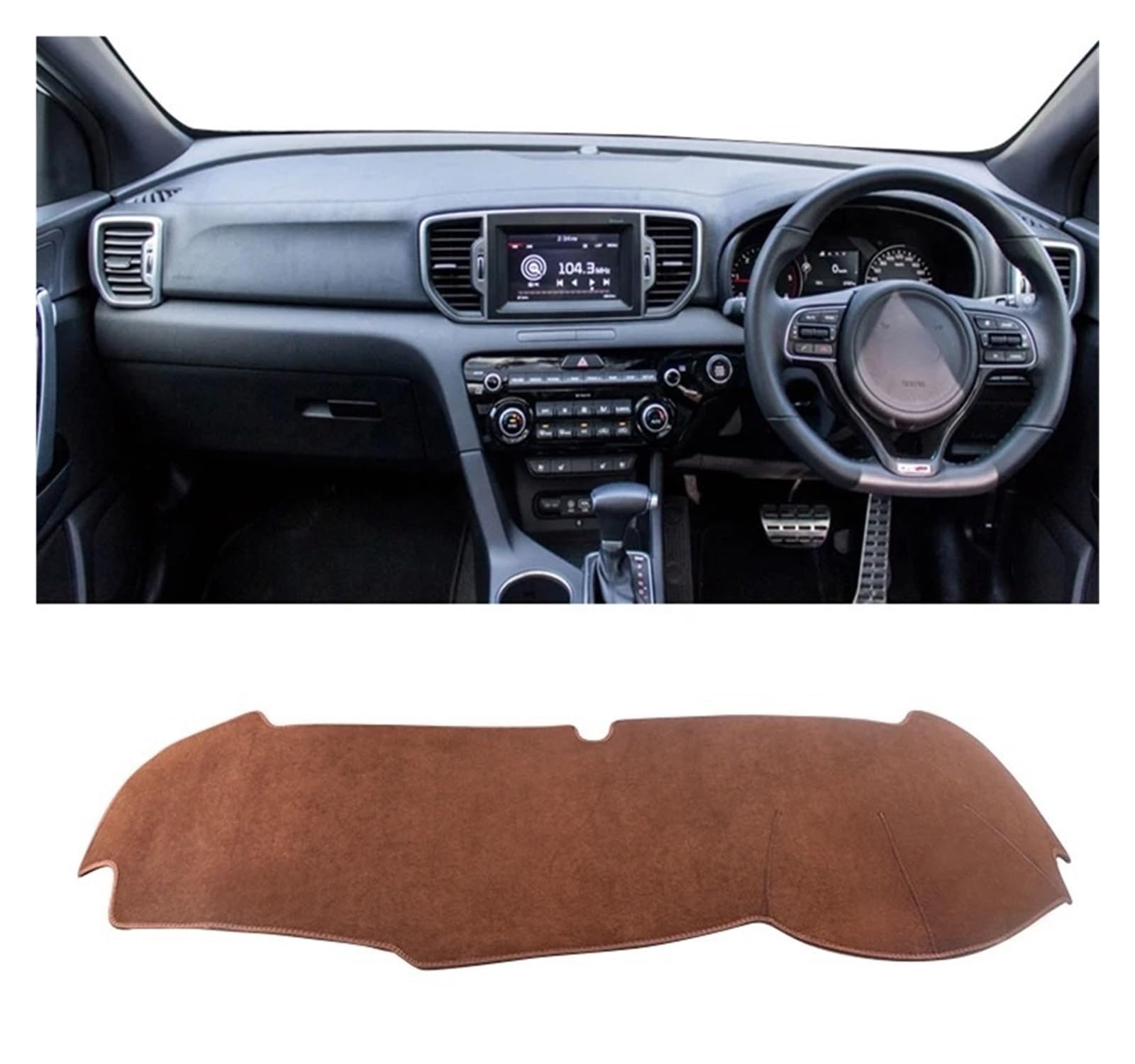 Armaturenbrett-Abdeckungen Für Kia Für Sportage 4 QL 2016-2021 Auto Dashboard Abdeckung Sonnenschutz Vermeiden Licht Matten Non-Slip Pad Zubehör Armaturenbrettbezug(B Brown RHD) von UMDJJU