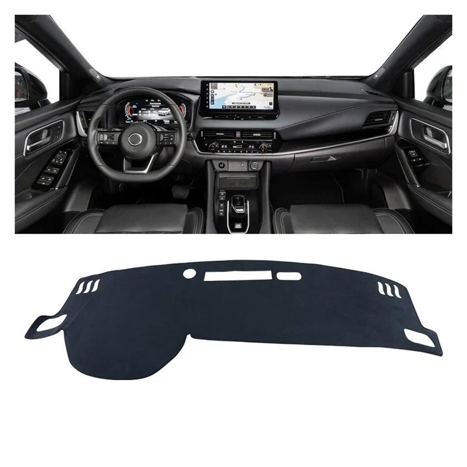 Armaturenbrett-Abdeckungen Für Nissan Für Qashqai J12 2021 2022 2023 2024 Auto Dashboard Abdeckung Dash Matte Sonnenschutz Nicht-Slip Pad Zubehör Armaturenbrettbezug(B LHD Black) von UMDJJU