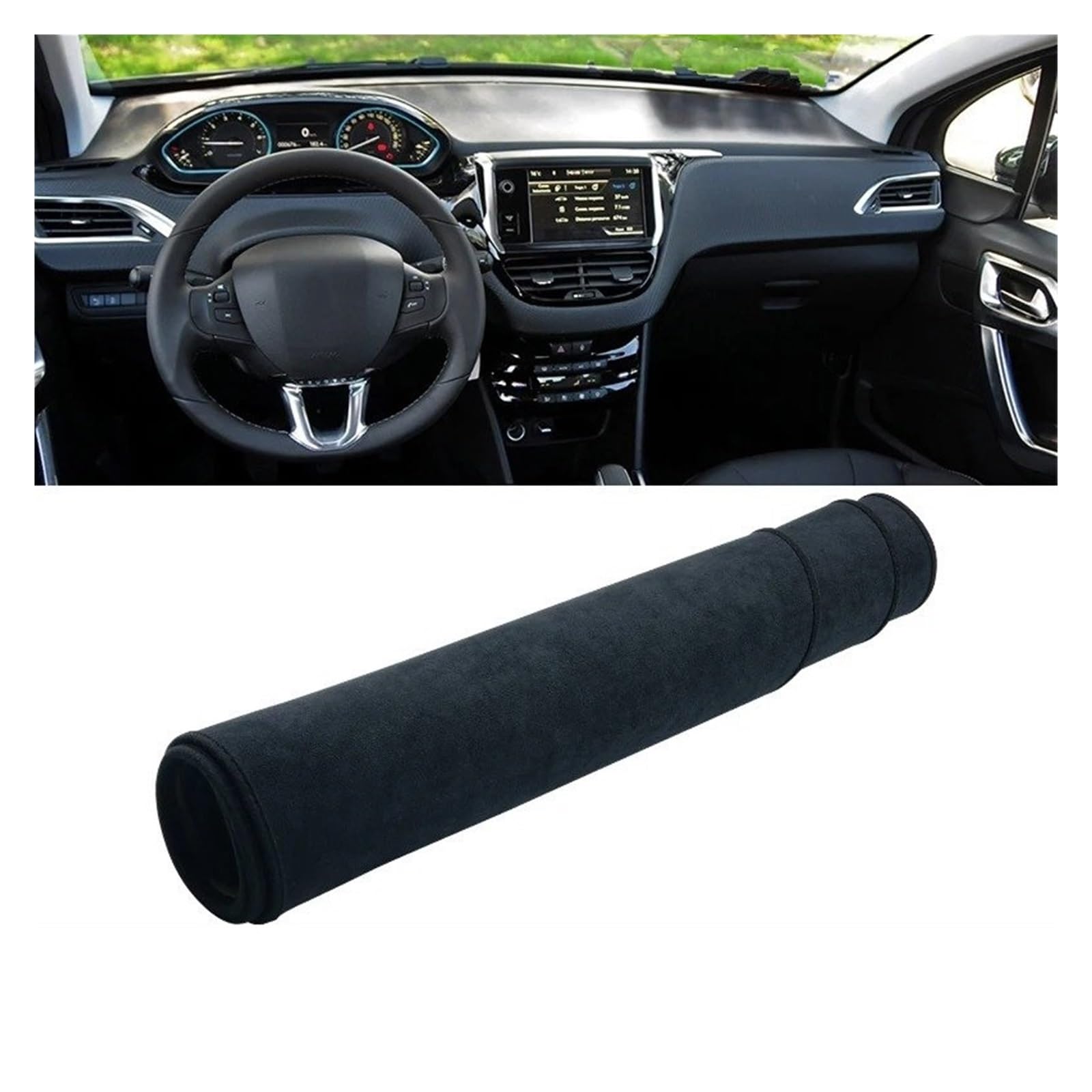 Armaturenbrett-Abdeckungen Für Peugeot 2008 2013 2014 2015 2016 2017 2018 Zubehör Auto Dashboard Abdeckung Dash Matte Sonnenschutz Nicht-Slip Pad Zubehör Armaturenbrettbezug(B Black LHD) von UMDJJU