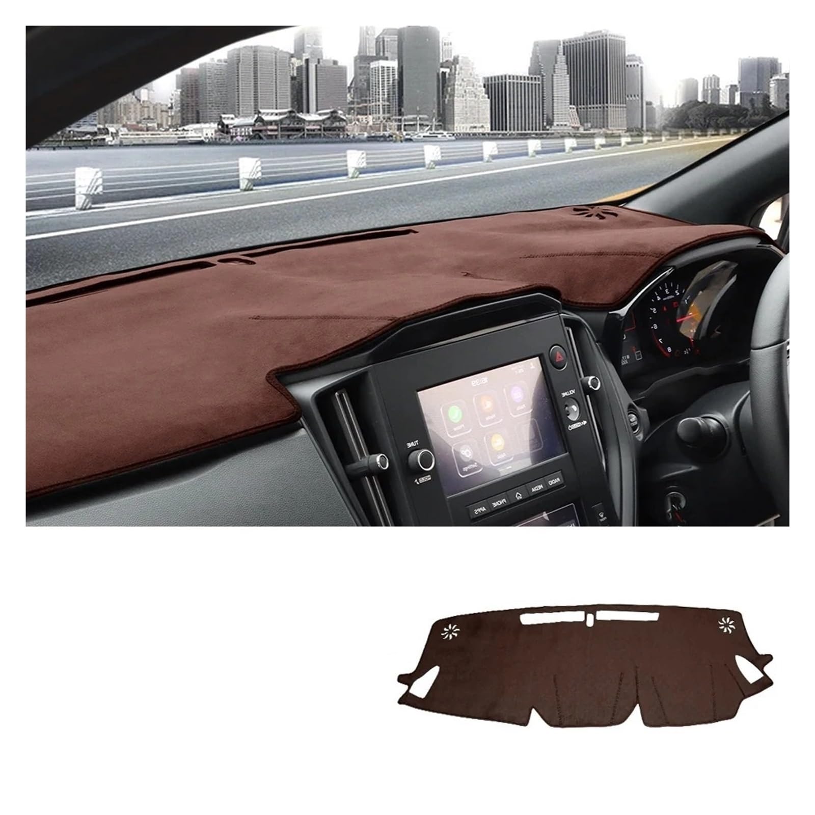 Armaturenbrett-Abdeckungen Für Subaru Für WRX Für Crosstrek Für Impreza 2022-2024 Sonnenschirm Dashboard Pad LHD RHD Auto Mat Dashmat Sonne Schützen Teppich Armaturenbrettbezug(RHD Brown) von UMDJJU