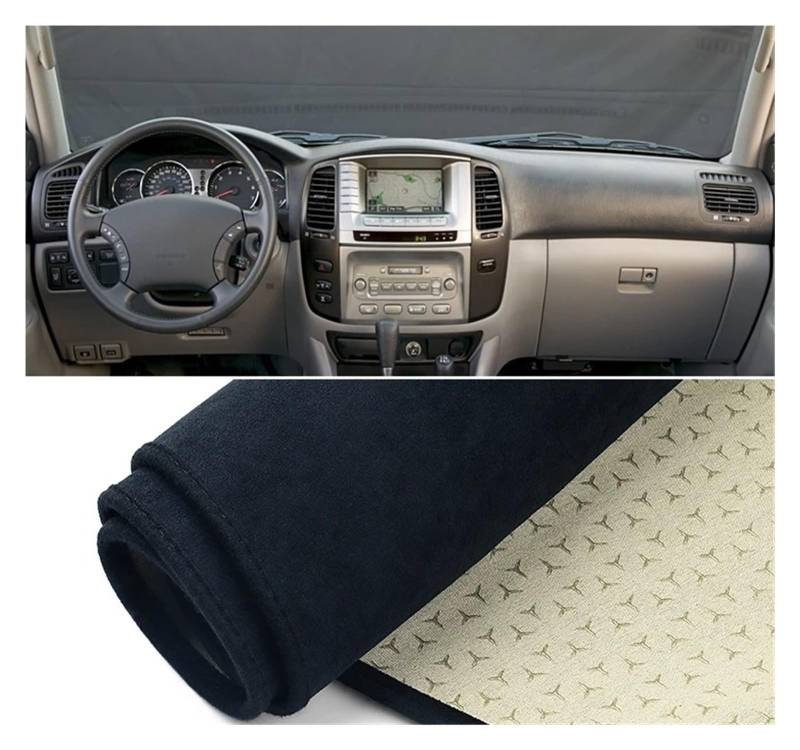 Armaturenbrett-Abdeckungen Für Toyota Für Land Für Cruiser 100 LC 100 1998-2007 LHD Auto Dashboard Abdeckung Vermeiden Licht Pad Anti-Uv Teppich Nicht-Slip Matten Armaturenbrettbezug(B Black) von UMDJJU