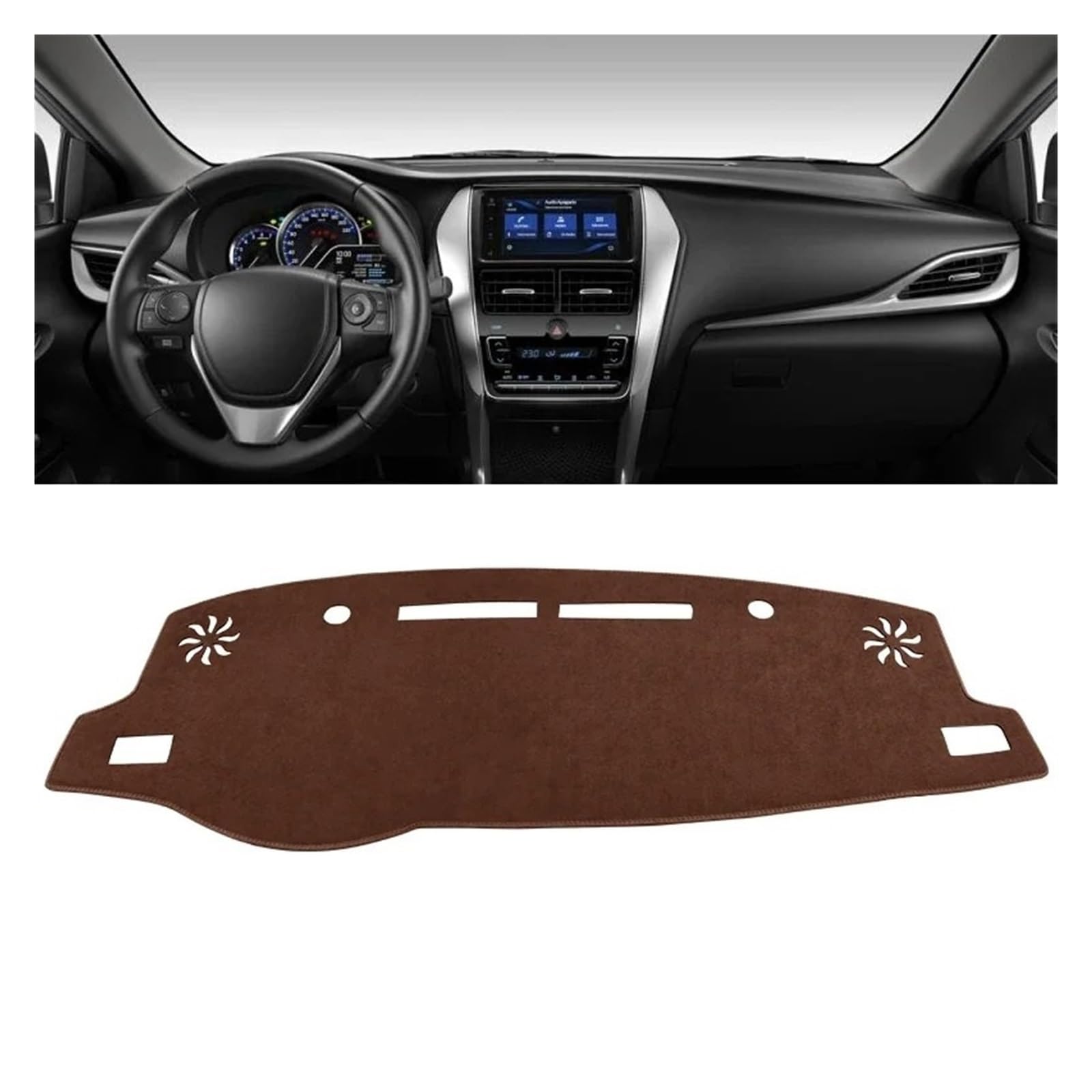 Armaturenbrett-Abdeckungen Für Toyota Für Vios 2019 2020 2021 2022 2023 Auto Dashboard Abdeckung Dash Matte Sonnenschutz Nicht-Slip Pad Zubehör Armaturenbrettbezug(B LHD Brown) von UMDJJU