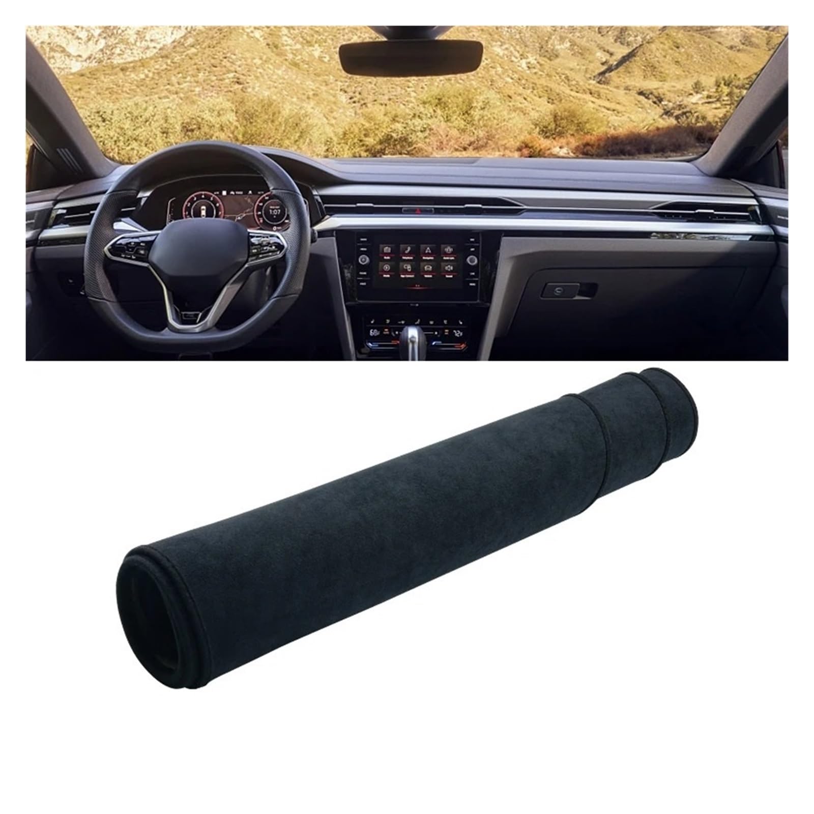 Armaturenbrett-Abdeckungen Für VW Für Arteon 2017 2018 2019 2020 2021 2022 LHD Auto Dashboard Abdeckung Dash Matte Sonnenschutz Nicht-Slip Pad Zubehör Armaturenbrettbezug(Black) von UMDJJU