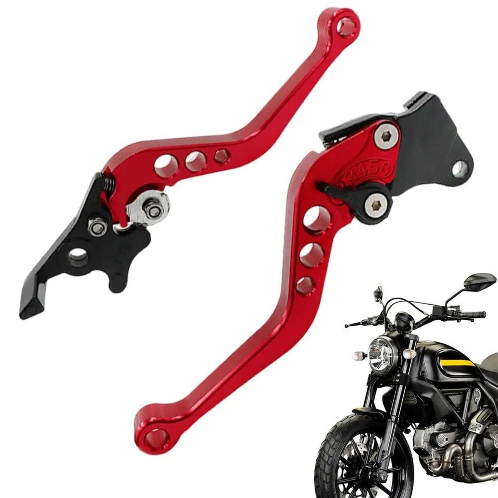 Bremskupplungshebel Motorrad-Kupplungshebel 2 Stück Zylinder-Kupplungshebel Aus Aluminiumlegierung Verstellbar Rostfrei Motorrad-Bremshebel Klares Schalten Kupplungshebel Bremshebel(Red) von UMDJJU