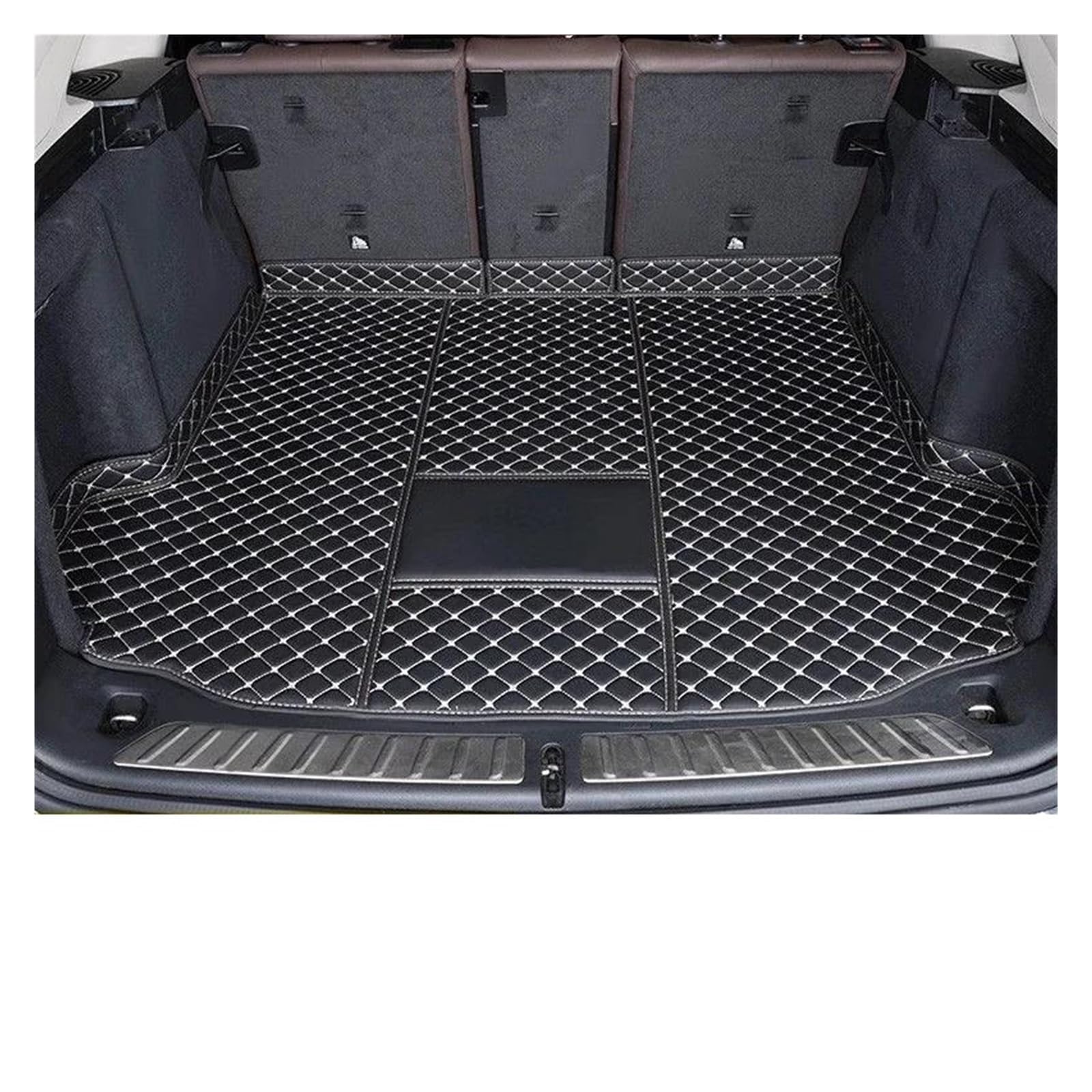 Kofferraum Teppich Für Benz Für EQB 350 Für Energie Für SUV Komplett Geschlossene Kofferraum Matte Kissen Cargo Liner Spezielle Kissen Auto Innen Dekoration Kofferraumwanne(Black Beige Main pad) von UMDJJU