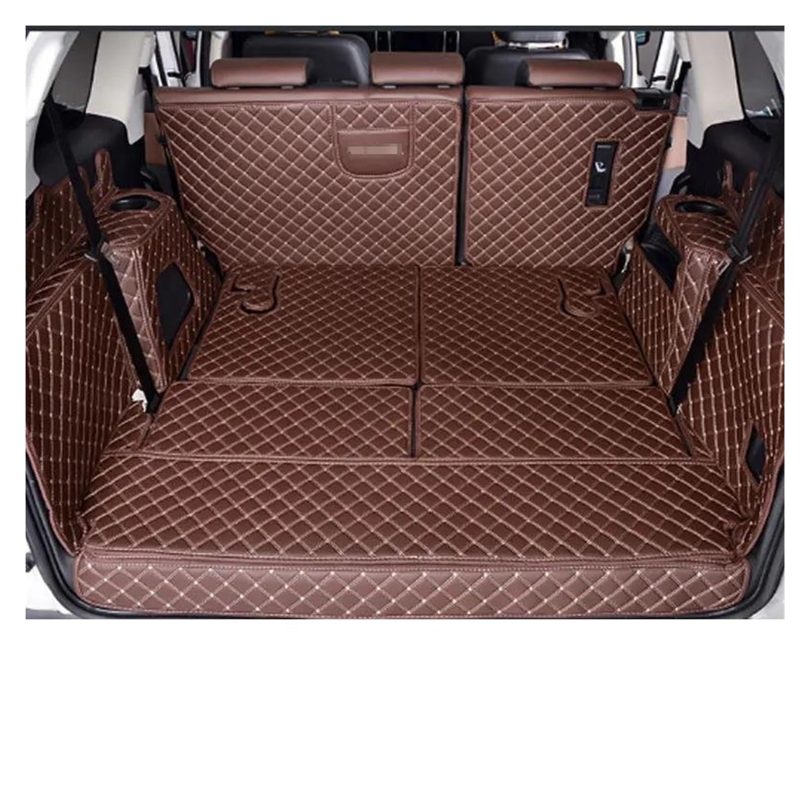 Kofferraum Teppich Für Haval Für H9 2015-2021 2022 2023 2024 Zubehör Kofferraum Matte Kofferraum Leder Matten Hinten Boot Liner Styling Schutz Fach Kofferraumwanne(Brown AB) von UMDJJU