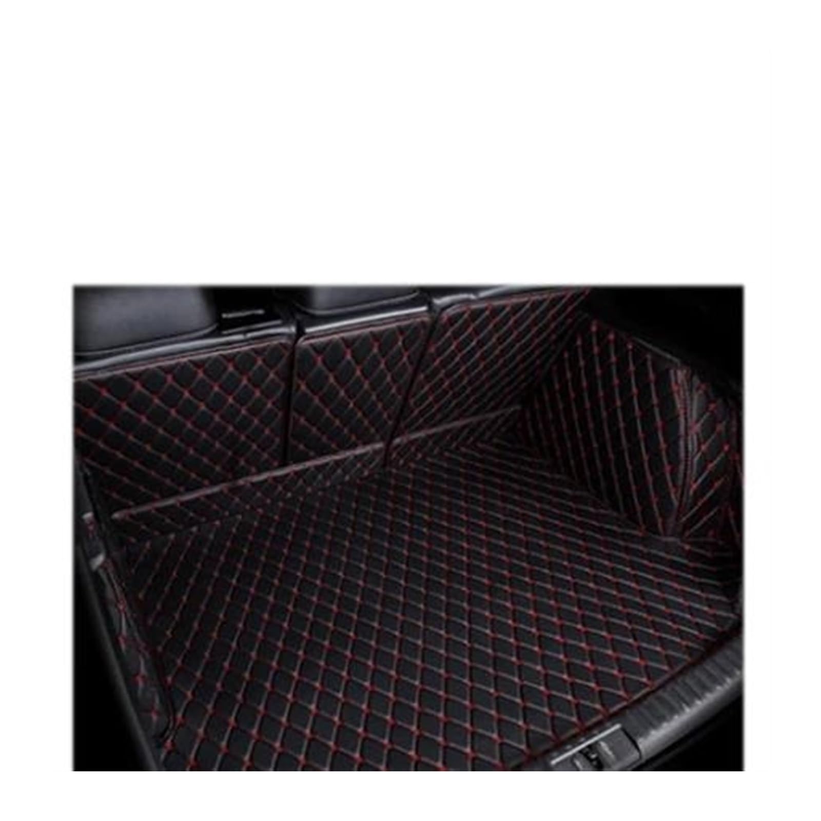 Kofferraum Teppich Für Hyundai Für Tucson Für JM 2004 2005 2006 2007 2008 2009 Leder Kofferraum Matte Stamm Boot Mat Liner Pad Cargo-Liner Kofferraumwanne(2Black red) von UMDJJU