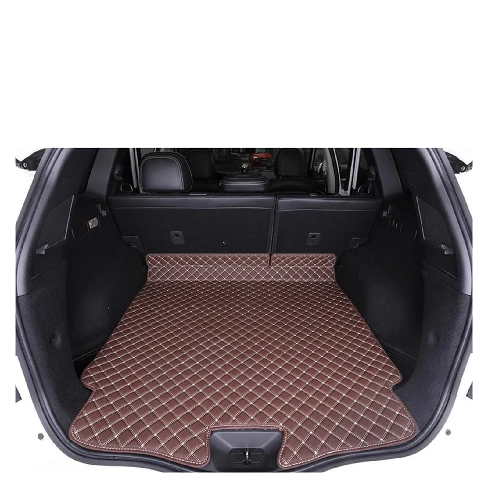 Kofferraum Teppich Für Koleos 2 Für Samsung Für QM6 2016-2021 Auto Styling Stamm Schutz Matte Leder Pad Auto Dekoration Teppich Zubehör Kofferraumwanne(Brown A 1 pcs) von UMDJJU