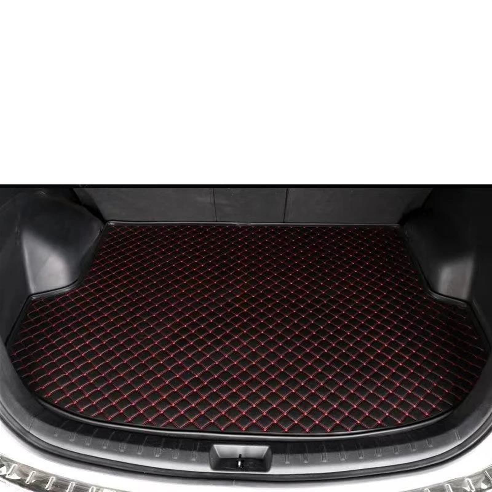 Kofferraum Teppich Für Mitsubishi Für Grandis Für Jahr Von 2006-2012 Custom Fit Auto Zubehör Kofferraum Cargo Mat Teppich Liner Matte Für 2000 Modelle Kofferraumwanne(Flat Black red) von UMDJJU