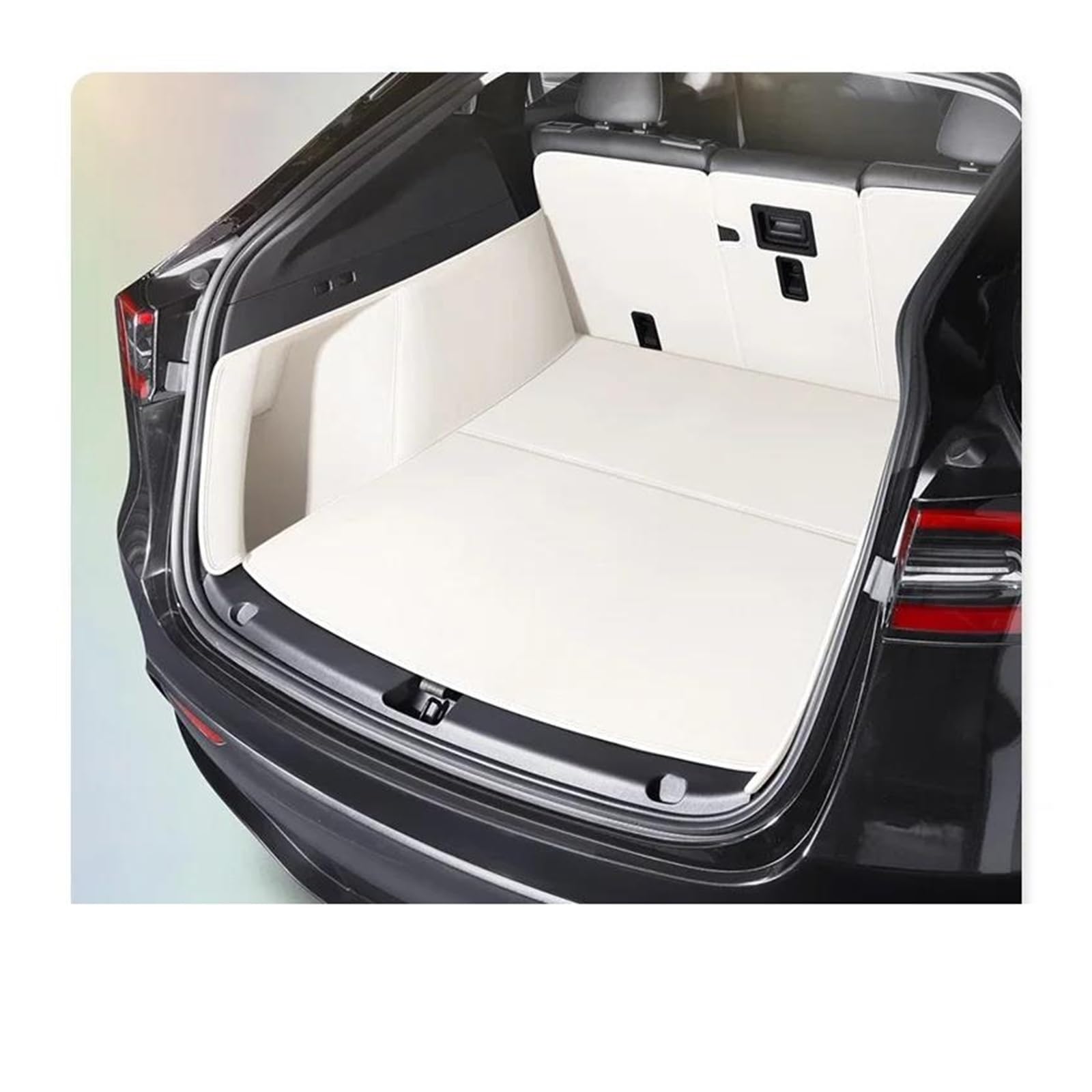 Kofferraum Teppich Für Tesla Für Modell Für Y Stamm Matte Auto Innen Zubehör Langlebig Echtes Leder Teppich Für Zurück Speicher Trunk Cargo Matte Kofferraumwanne(White) von UMDJJU