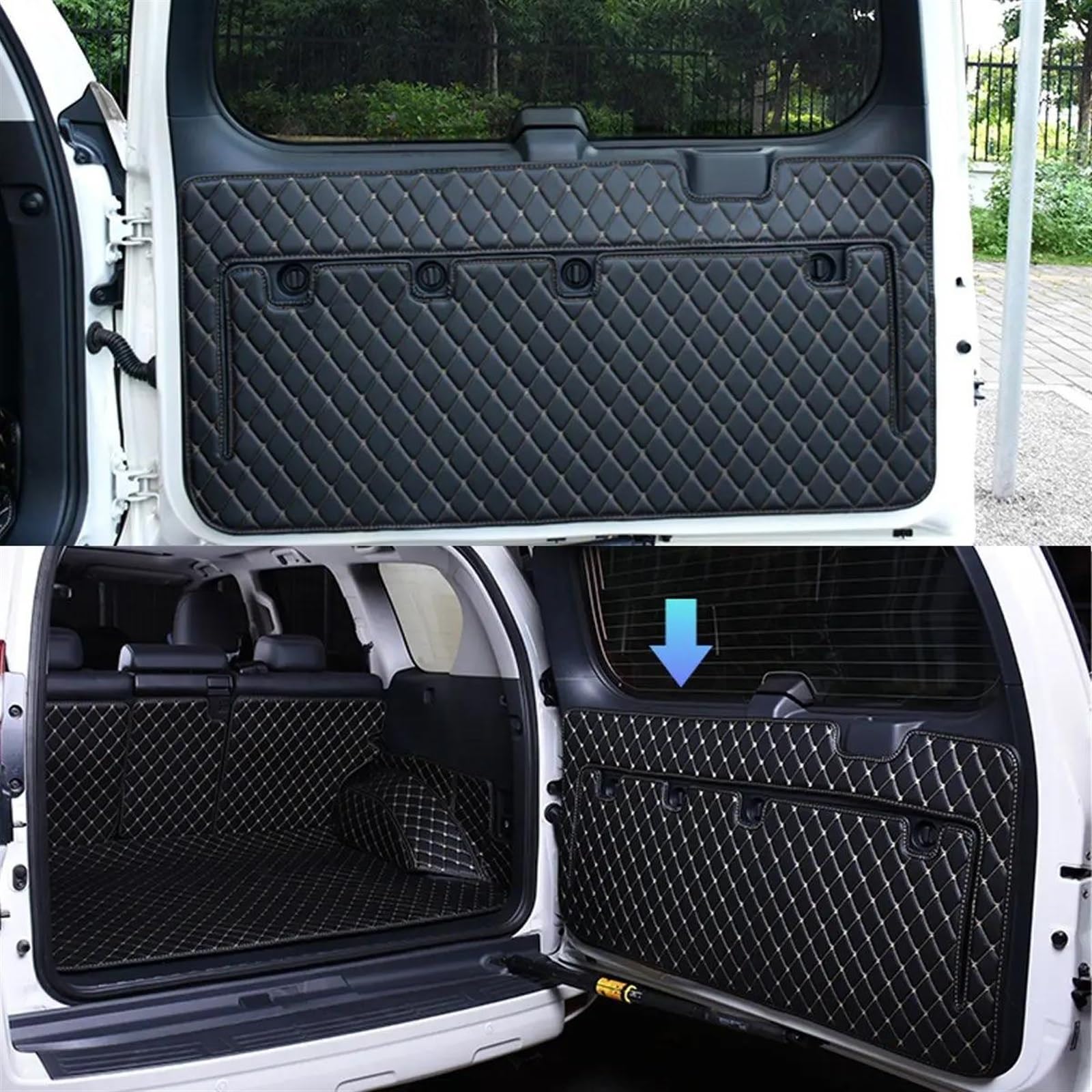 Kofferraum Teppich Für Toyota Für Land Für Cruiser Für Prado 150 2010-2018 Fracht Hinten Stamm Heckklappe Heckklappe Tür Matte Abdeckung Schlamm Pad Kick Tablett Boden Kofferraumwanne(Black) von UMDJJU