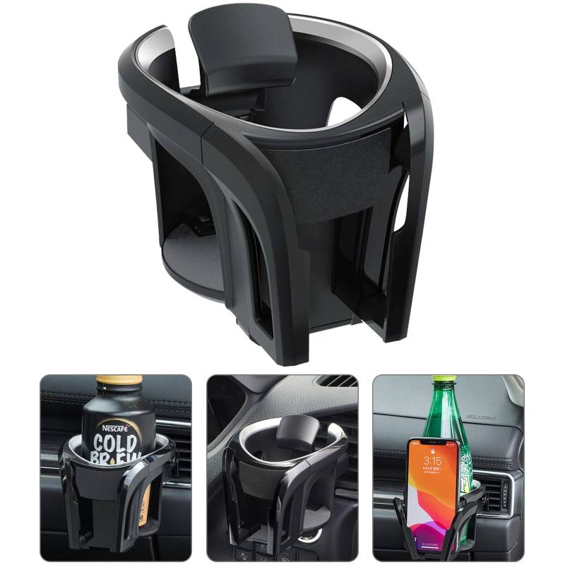 Universal KFZ Auto Getränkehalter/Becherhalter Handyhalterung/Multifunktion 2 in 1 Flaschenhalter Kaffee Handy Halterung Verstellbare Auto Lüftungshalterung (Silber) von Tawveml