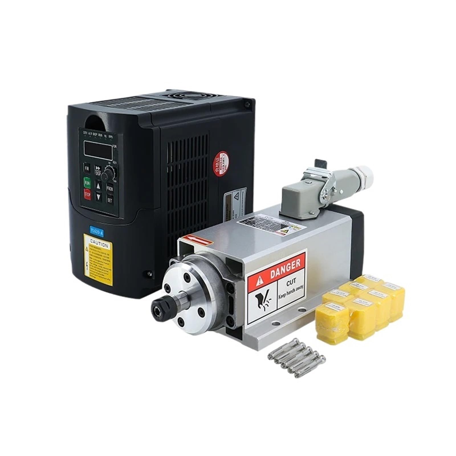 2,2 kW, 1,5 kW, 24.000 U/min, luftgekühlter Motor + YL VFD-Wechselrichter + 1 Satz ER20 oder ER11 Spannzange for Fräsmaschine(Aviation plug YL VFD,1.5KW 220V) von UMXJEXU