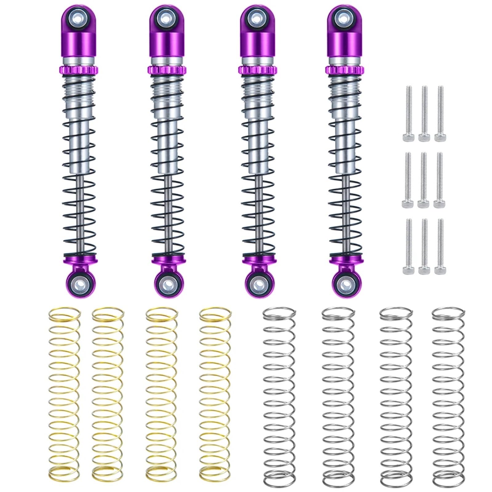 UNARAY 48mm Aluminium Gewinde Stoßdämpfer Dämpfer Mit Federn Passend for 1/24 RC Crawler Passend for Axial SCX24 90081 AXI0001 002 004 005 006 (Size : Purple Black) von UNARAY