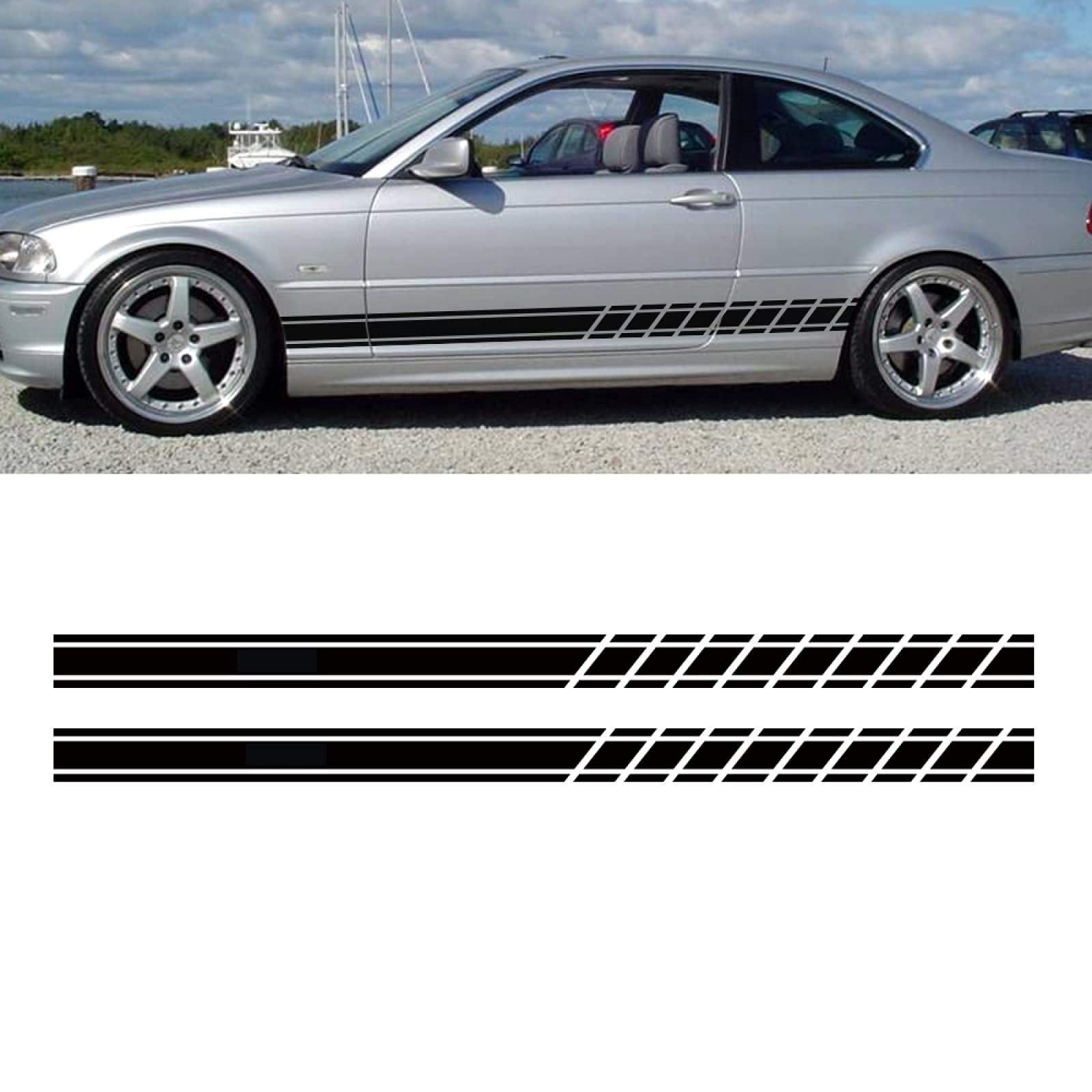 Auto Karosserie Seitenstreifen Aufkleber für BMW E46 3 Series E30 E34 E36 E39 E60 E70 E87 E90 E91 E92,Seitenschweller Grafik Aufkleber Türverkleidung Vinyl Dekoration.,A-Black von UNCLE LIAO