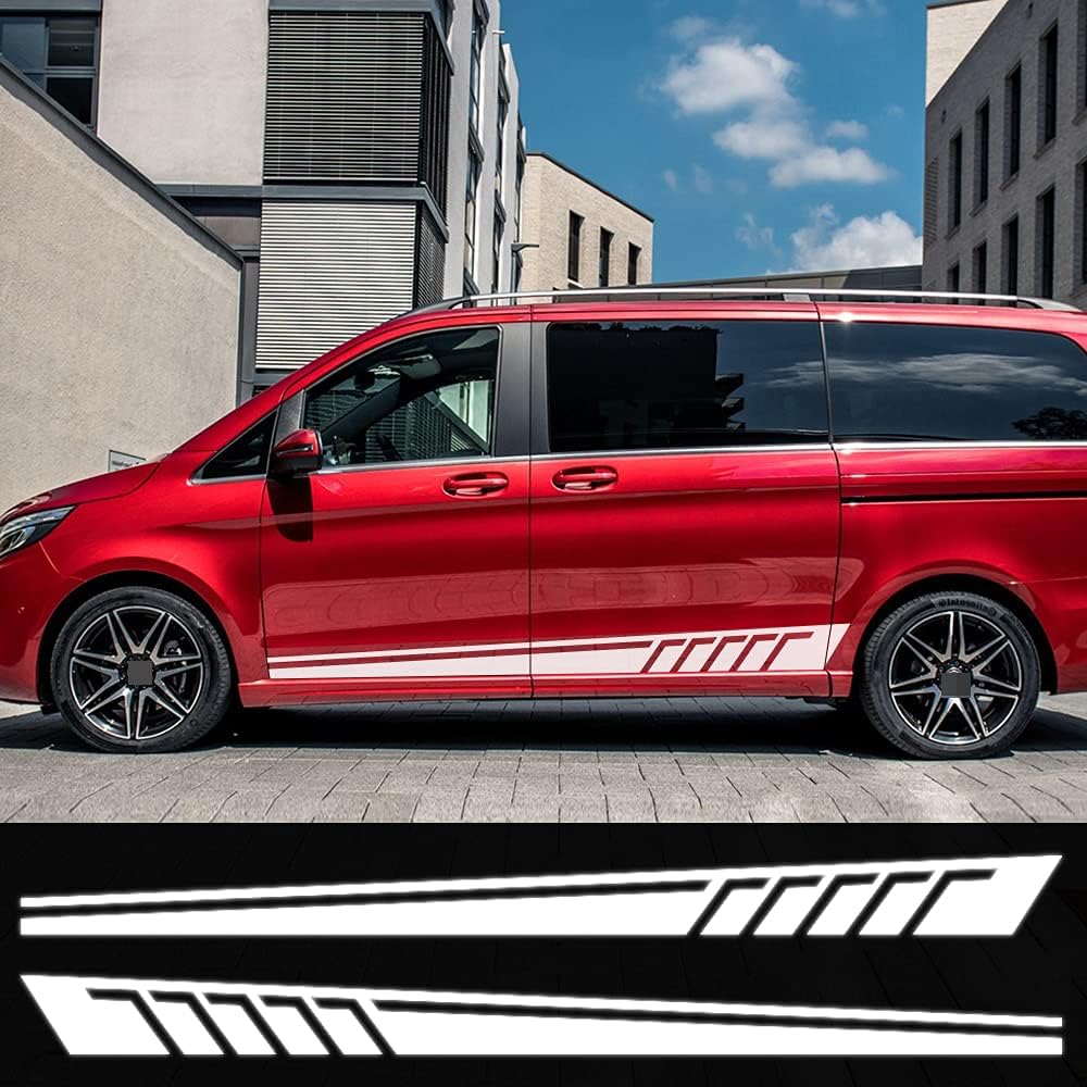 Auto Karosserie Seitenstreifen Aufkleber für Mercedes Benz Vito V Class W447 V260 Viano WV639,Seitenschweller Grafik Aufkleber Türverkleidung Vinyl Dekoration.,B-White von UNCLE LIAO