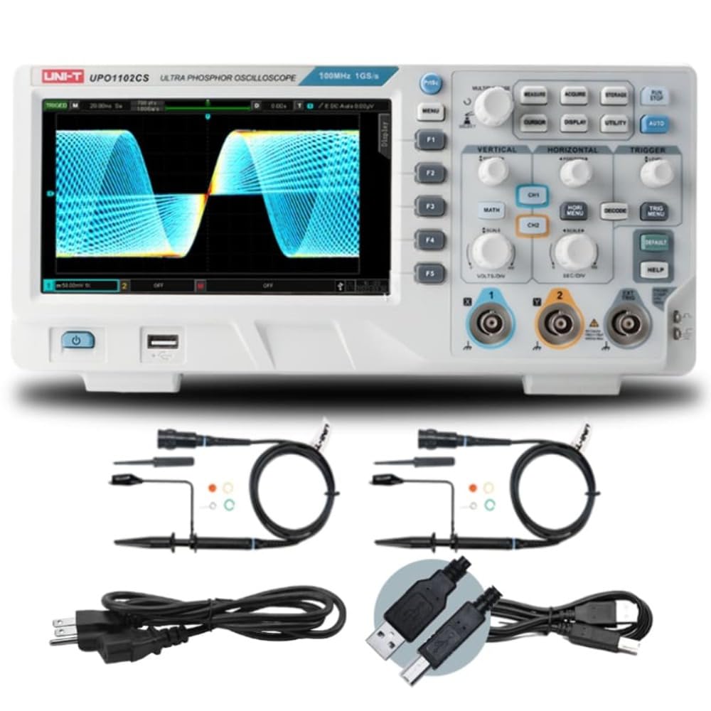 UNI-T UPO1102CS digitales Phosphoroszilloskop mit 2 Kanäle 100MHz 56Mpoints 500kwrfms 7"TFT LCD von UNI-T