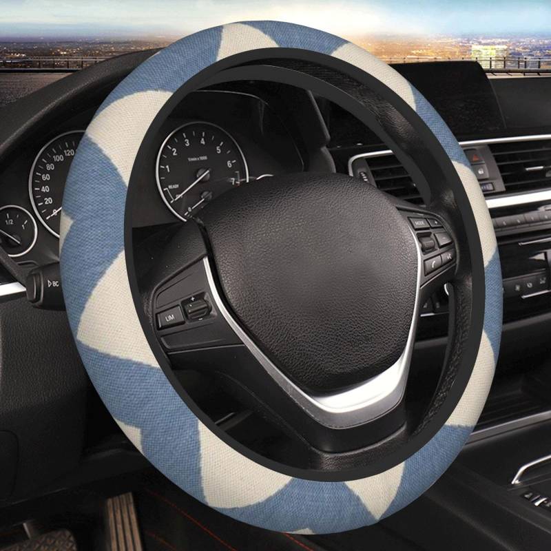 Auto Lenkrad Abdeckung Für Alle Modelle Blau Beige Streifen Elastische Lenkrad Protector Anti Rutsch Dekoration Protector Für Frau Mann Auto Rad Protector One Size von UNIOND