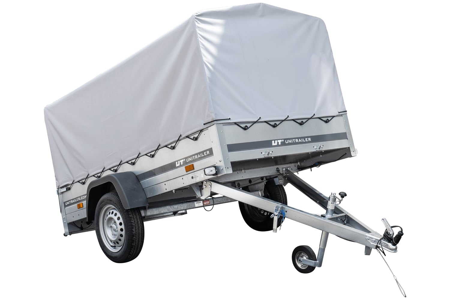 UNITRAILERAnhänger Pkw 230x125 Garden Trailer 230 KIPP Unitrailer 750 kg mit Stützrad, Hochplane und Hochspriegel von UNITRAILER