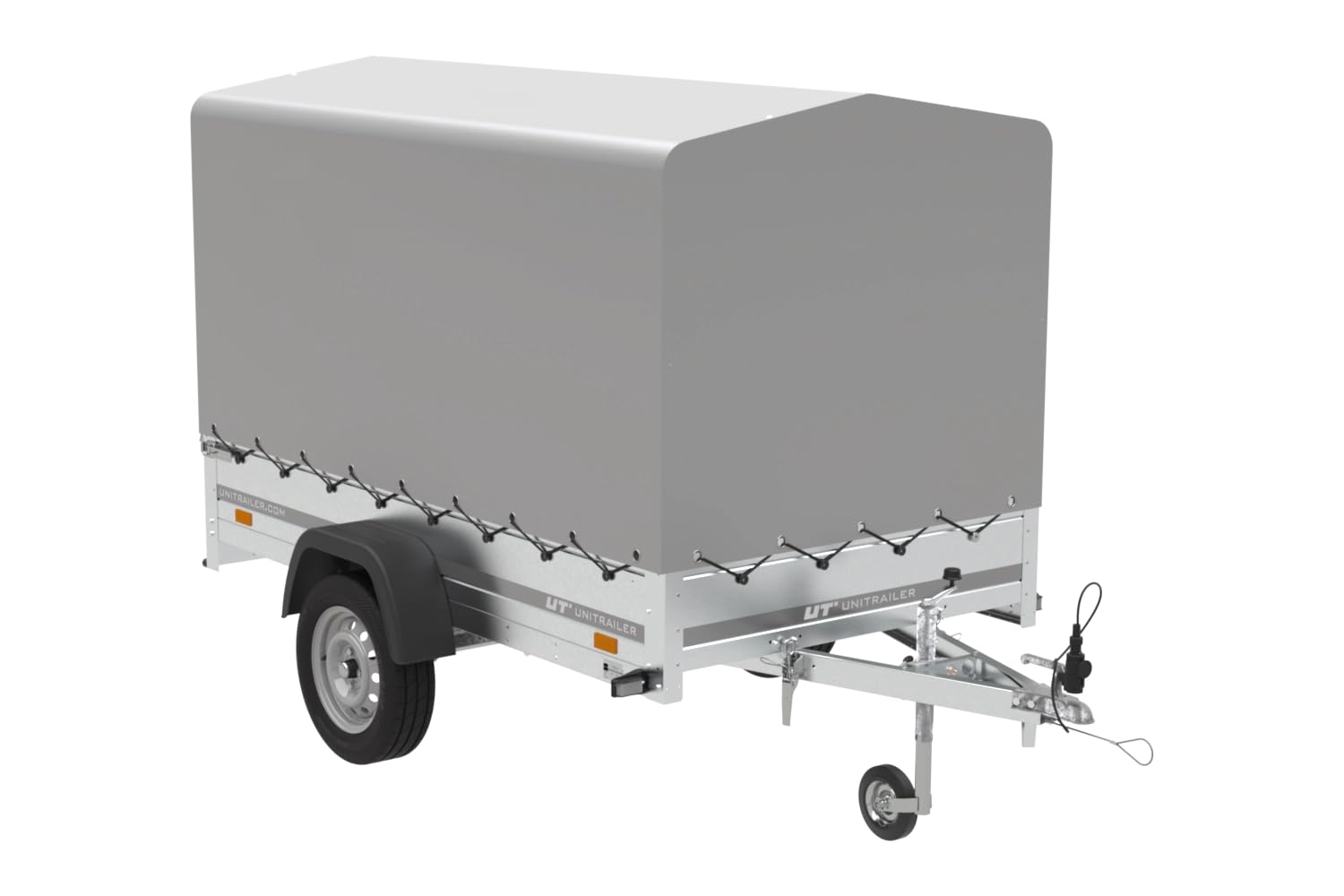 PKW Anhänger 230x125 Garden Trailer 230 KIPP Unitrailer 750 kg mit Stützrad, 110 cm hoher Plane und Hochspriegel von UNITRAILER