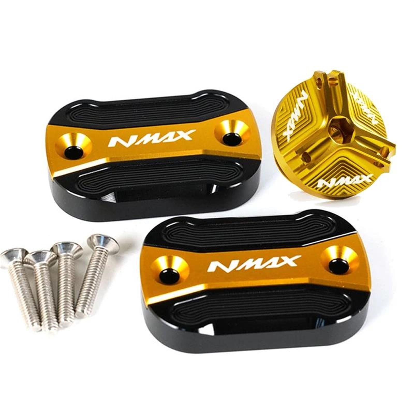 Für NMAX 155 N-MAX 125 2015-2023 Motorrad Vorne Hinten Brems Tankdeckel Füllstoff Kappe Rahmenschieber(A set-Gold3) von UNNIQ