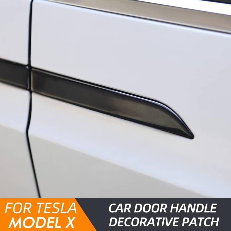 ModelX Auto Türgriff Abdeckung Für Tesla Model X Kohlefaser Türschutz Dekor Aufkleber Aufkleber Wrap Guard Zubehör 2017-2020,Nologo-Black von UNbit