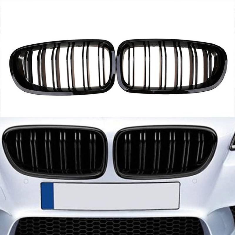 2010–2016 passend für BMW Limousine F10 F11 520i 530i 535i glänzend schwarz vorne Nieren Doppellinien Dual Lamellen Stoßstange Gitter Autoteile von UOHUFIDABFD