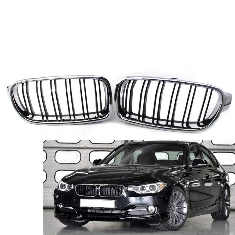 2012–2018 glänzendes schwarzes Chrom + schwarzer Frontgrill für BMW 3er-Serie F30 Autoteile von UOHUFIDABFD