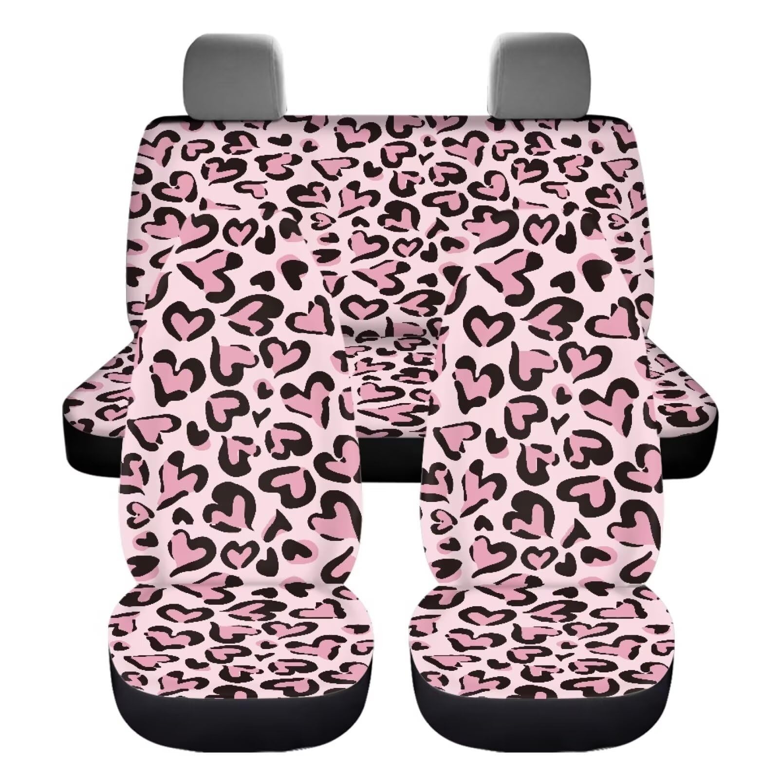 UOIMAG Autositzbezüge, Leopardenmuster, komplettes Set für Damen, niedliches Herz, Gepard, Tierdruck, Zubehör für Auto von UOIMAG