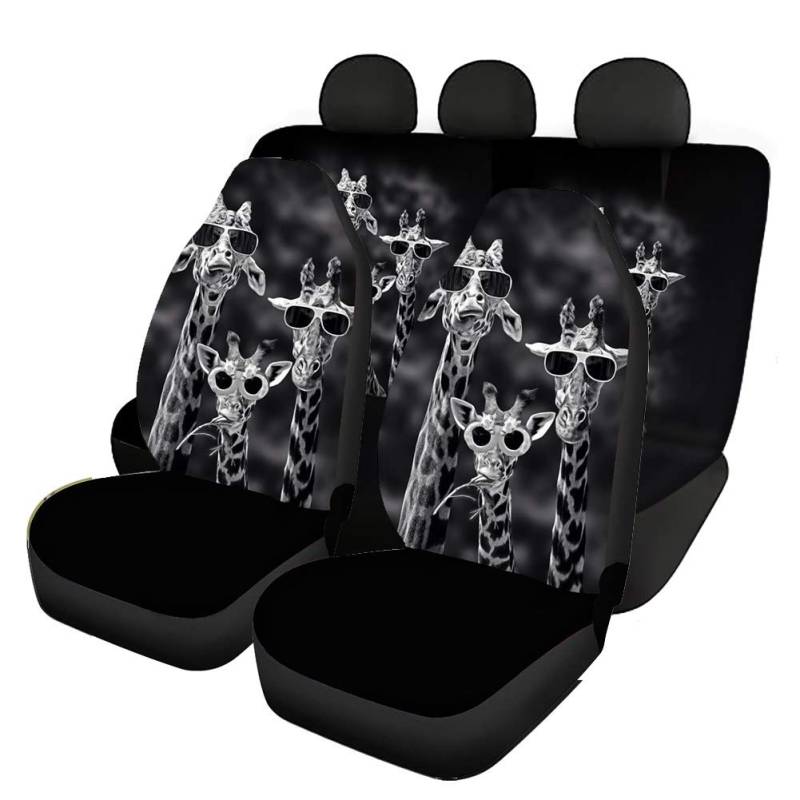 UOIMAG Unisex Autositzbezüge Lustige Giraffe Autositzschoner Komplettes Set von 4 Stück Auto Vordersitze Schoner Rücklehne Bezug von UOIMAG