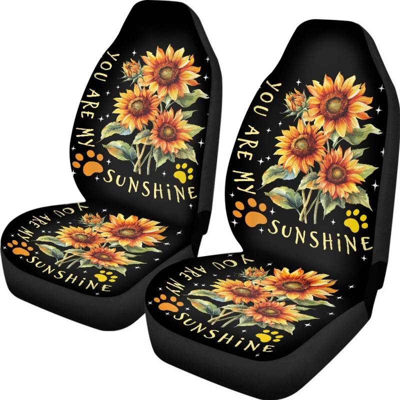 UOIMAG You Are My Sunshine Autositzbezüge, Sonnenblume, Hundepfotensitze, Schonbezug für Autos, Auto-Innenzubehör, 2 Stück von UOIMAG