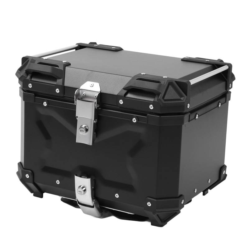 Motorrad-Heckbox, Motorrad-Topcase, 45 L, Wasserdichte Heckgepäckbox mit Schnellverschluss-Bodenplatte und Rückenkissen (BLACK) von UPALDHOU