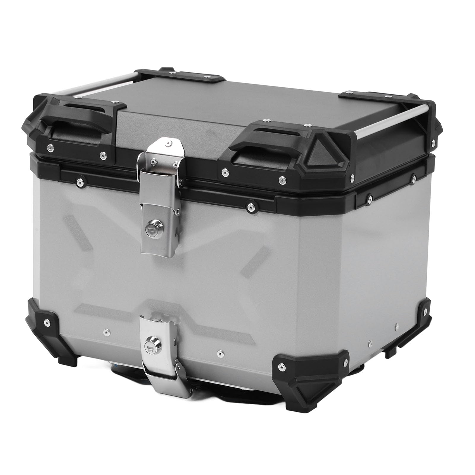 Motorrad-Heckbox, Motorrad-Topcase, 45 L, Wasserdichte Heckgepäckbox mit Schnellverschluss-Bodenplatte und Rückenkissen (SILVER) von UPALDHOU