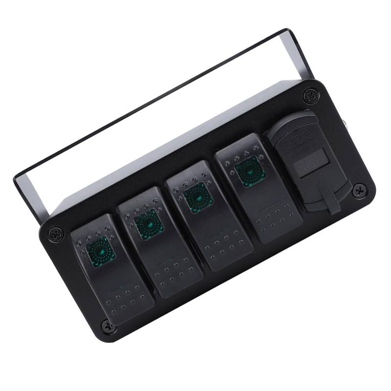 Off -Rocker Toggle Switch, 4 Gang -Rocker -Schalttafel mit PD Typ C QC3.0 USB Ladegerät Wassersicher Universell für Auto -LKW -Boot RV UTV ATV (grünes Licht) von UPALDHOU