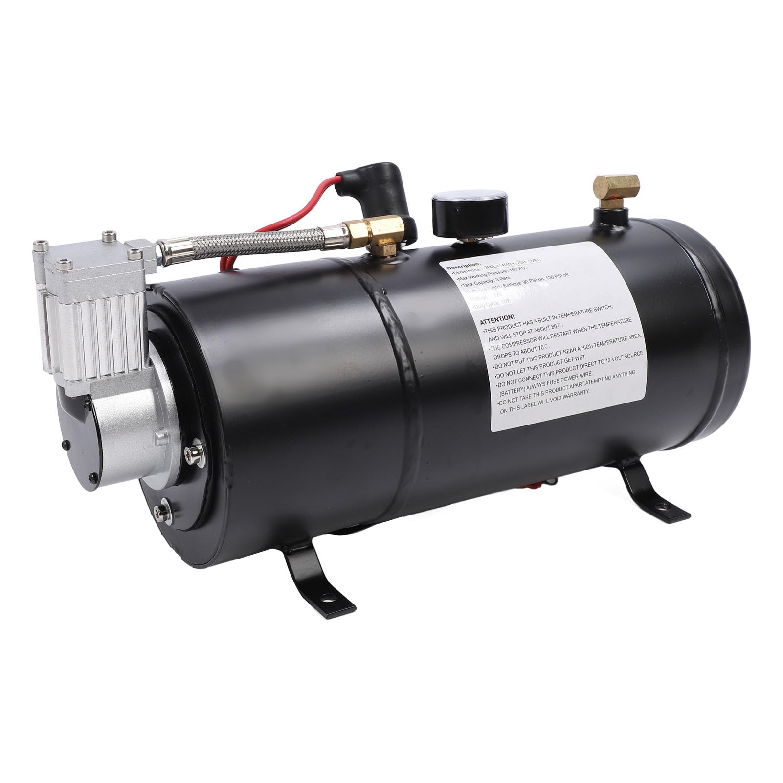 Zughupen-Kompressor, Zug-Superlautes Zughupen-Set, 12 V, 135 DB, Extrem Lautes 4-Trompeten-Lufthupen-Set mit 150 PSI 3-Liter-Kompressor für LKWs, Autos, Lieferwagen, Boote von UPALDHOU