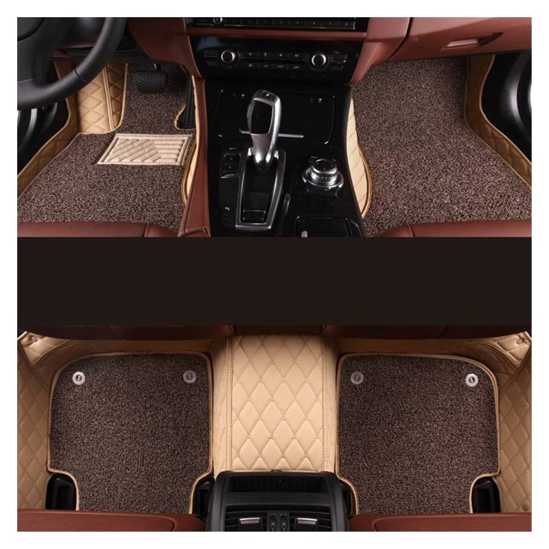 Auto-Fußmatten Für Bentley Bentayga 2008–2018 2019 2020 2021 2022 2023 Autoteppiche Verdickte Fußpolster Einlagig/doppellagig(Beige Brown-Double Layer) von UPIKIT