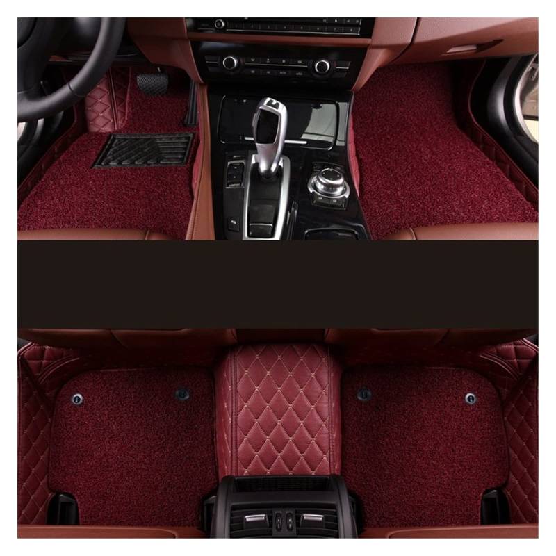 Auto-Fußmatten Für Bentley Bentayga 2008–2018 2019 2020 2021 2022 2023 Autoteppiche Verdickte Fußpolster Einlagig/doppellagig(Wine red red-Double Layer) von UPIKIT