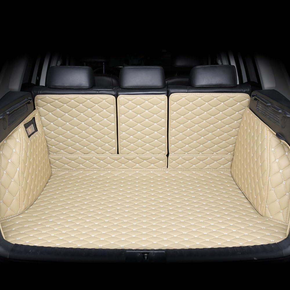 UPIKIT Auto Voller Surround Leder Kofferraummatten Kompatibel mit für Mercedes Benz G Class W463 G63 AMG 2019-2023 Kofferraum Schutzmatten Zubehör, E-beige von UPIKIT