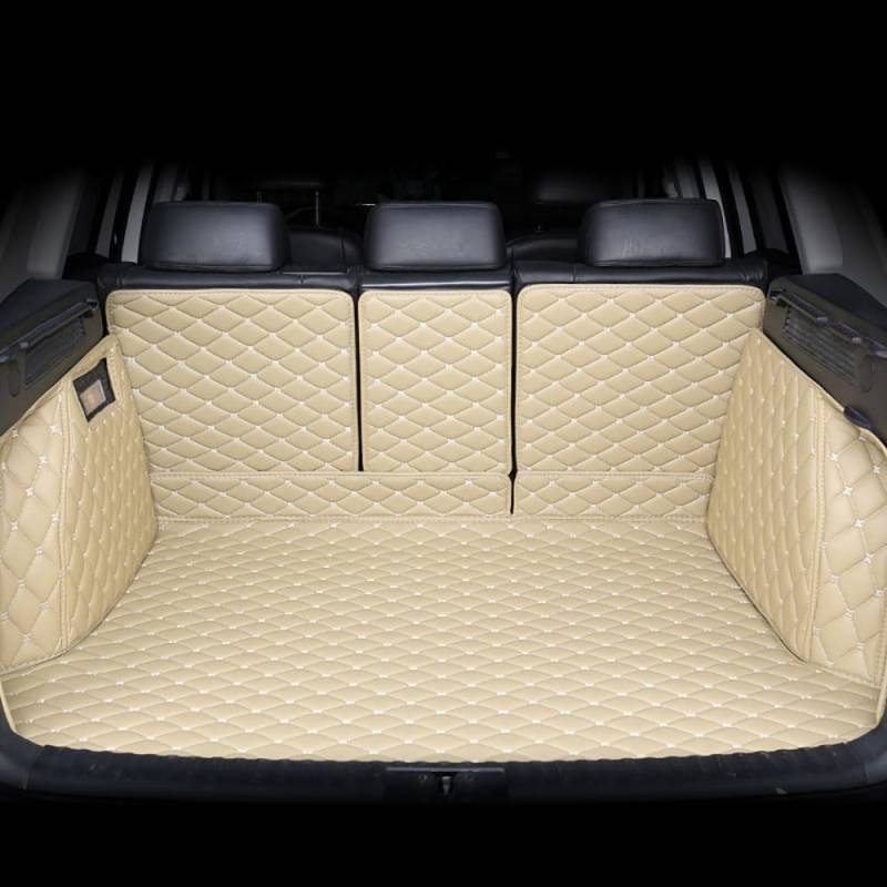 UPIKIT Auto Voller Surround Leder Kofferraummatten Kompatibel mit für Mercedes Benz G Class W463 G63 AMG 2019-2023 Kofferraum Schutzmatten Zubehör, E-beige von UPIKIT