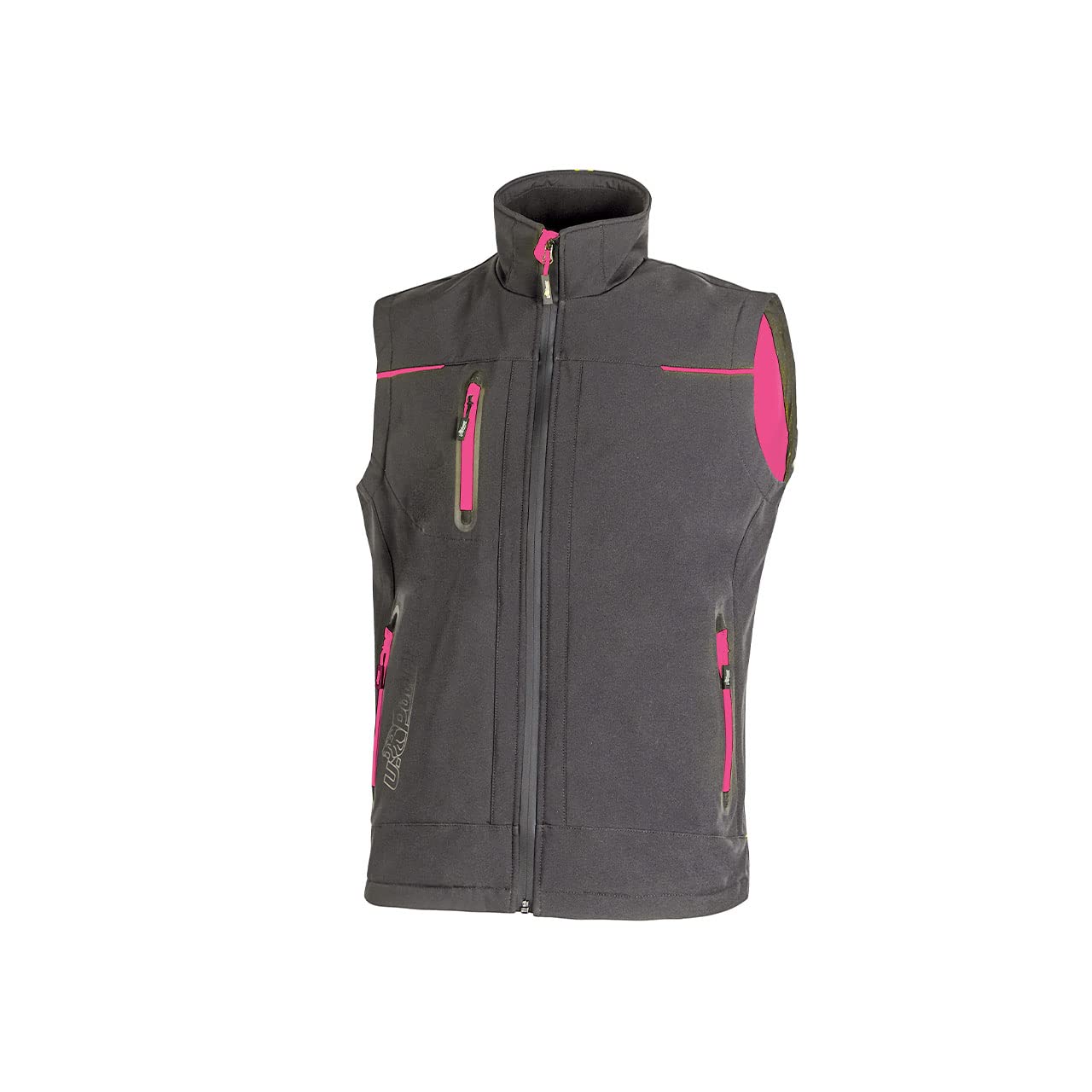 U-Power UNIVERSE, ärmellose Jacke, Softshell-Weste, mit Microfleece-Futter, wasserabweisendes, winddichtes, atmungsaktives Material, durchgehender Reißverschluss, mehrere Taschen - GREY FUCSIA XL von U Power