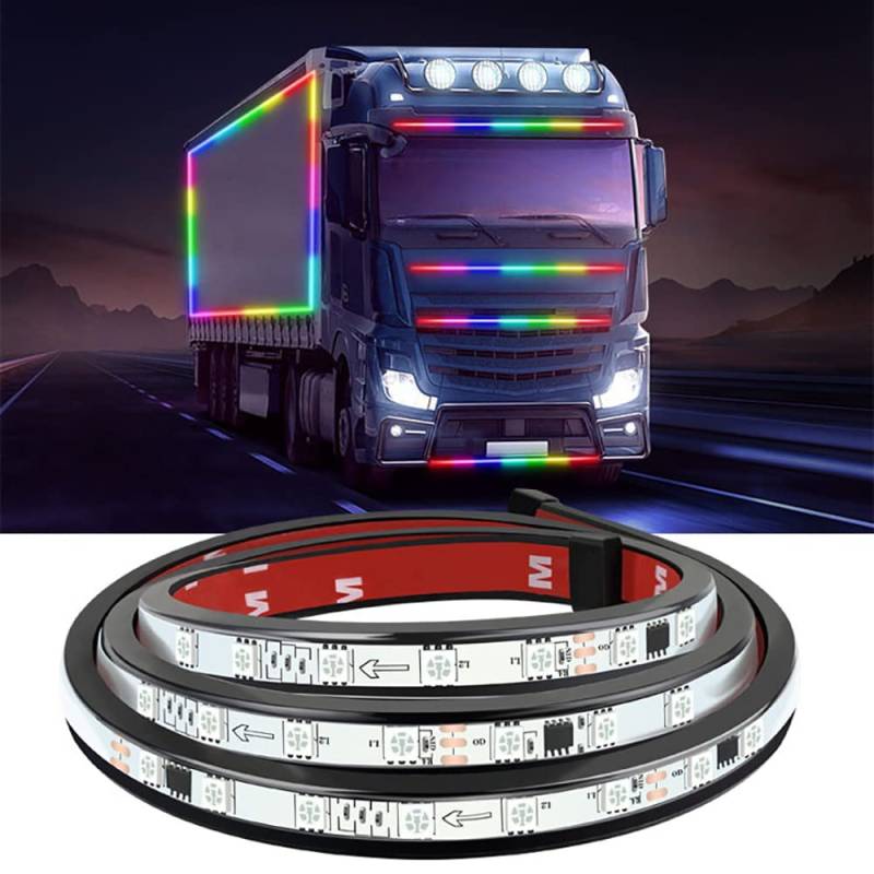 70"/1,8m LED Auto Lichtstreifen außen, 24V Dynamische Farbstreifen mit Fernbedienung für LKW, Transporter und Anhänger von UPXSXT