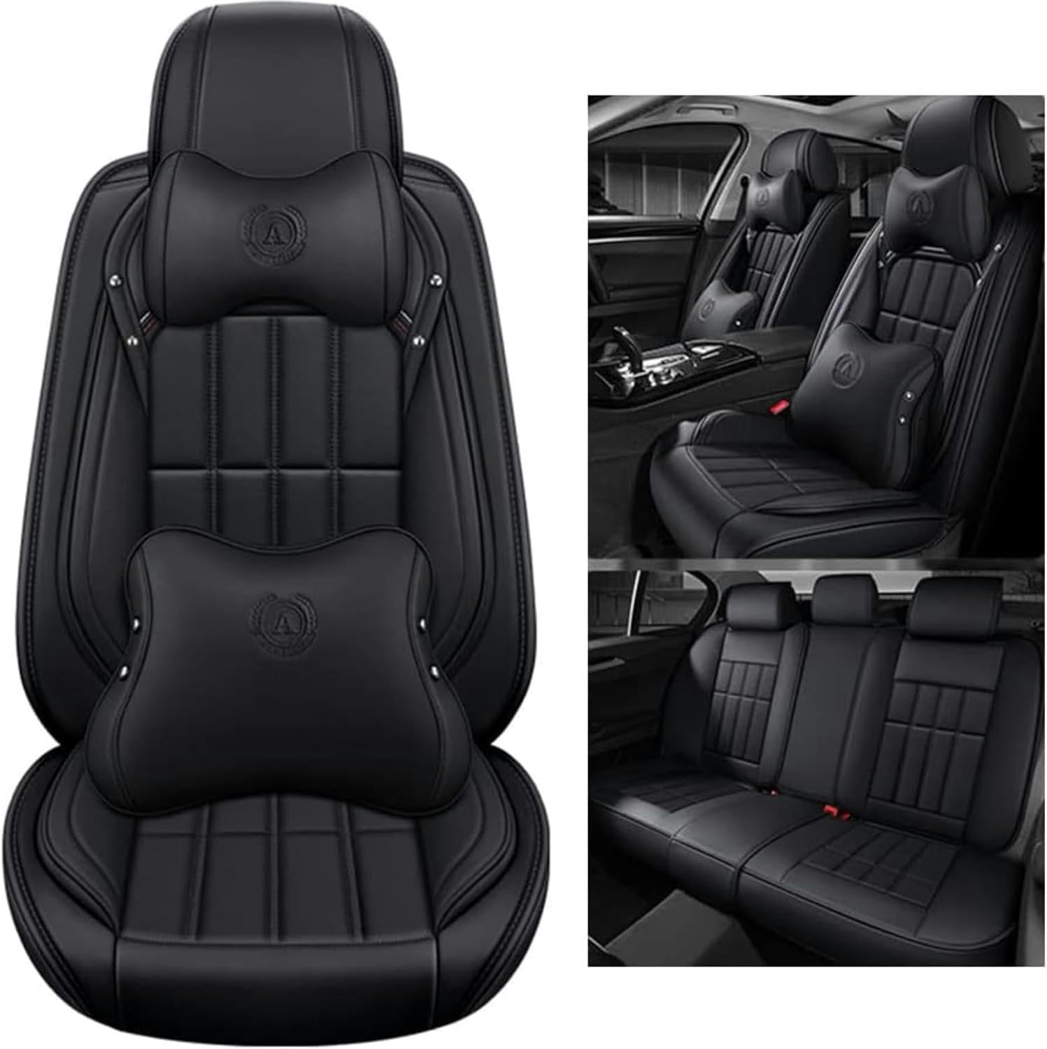 UQABS Auto Sitzbezüge Sets,für Audi A4 B9 Allroad A4 B6 8E A4 B7 8E A4 B8 8K，Universal Autositzbezüge、Airbag kompatibel-Schwarz von UQABS