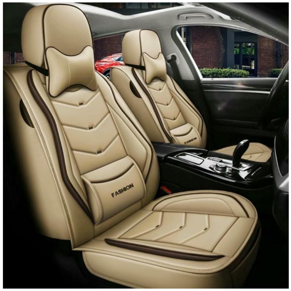 UQABS Auto Sitzbezüge Sets,für BMW 3Er 320D E90 320I E90 325I E90 330D E90 330Xd E90，Universal Autositzbezüge、Airbag kompatibel-Beige von UQABS