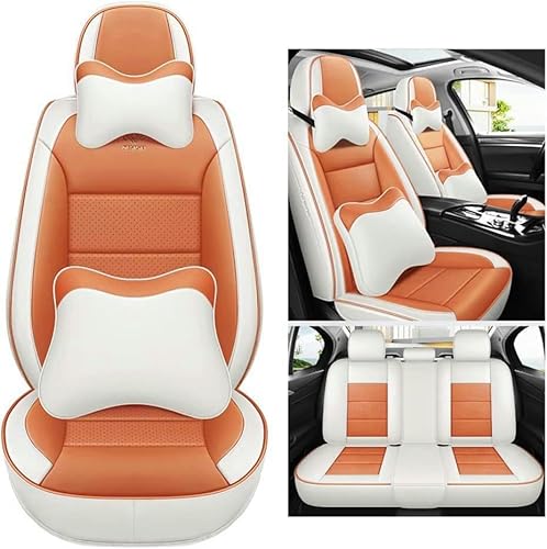 UQABS Auto Sitzbezüge Sets,für BMW X1 E84 X1 F48 X2 M35I F39 X2 F39 X3 E83 X3 F25 I8 I12 Coupe，Universal Autositzbezüge、Airbag kompatibel-Orangefarbene von UQABS