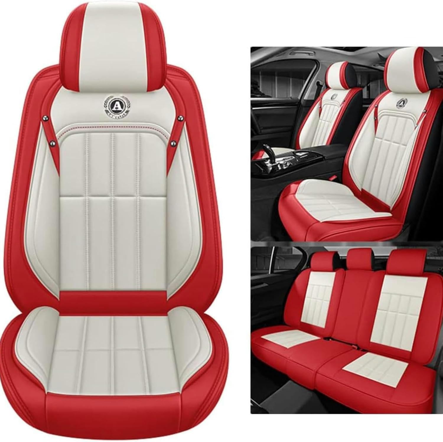 UQABS Auto Sitzbezüge Sets,für Bmw 3Er M235I F44 325I E36 320I E36 318I E36 325Tds E36 318Is E36，Universal Autositzbezüge、Airbag kompatibel-Rot von UQABS