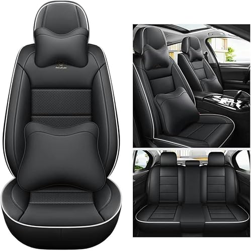 UQABS Auto Sitzbezüge Sets,für Mercedes Benz Cl-Class C200 Cl203 Sport C220 Cl203 Sport C230 Cl203 Sport，Universal Autositzbezüge、Airbag kompatibel-Schwarze Weiße Linie von UQABS